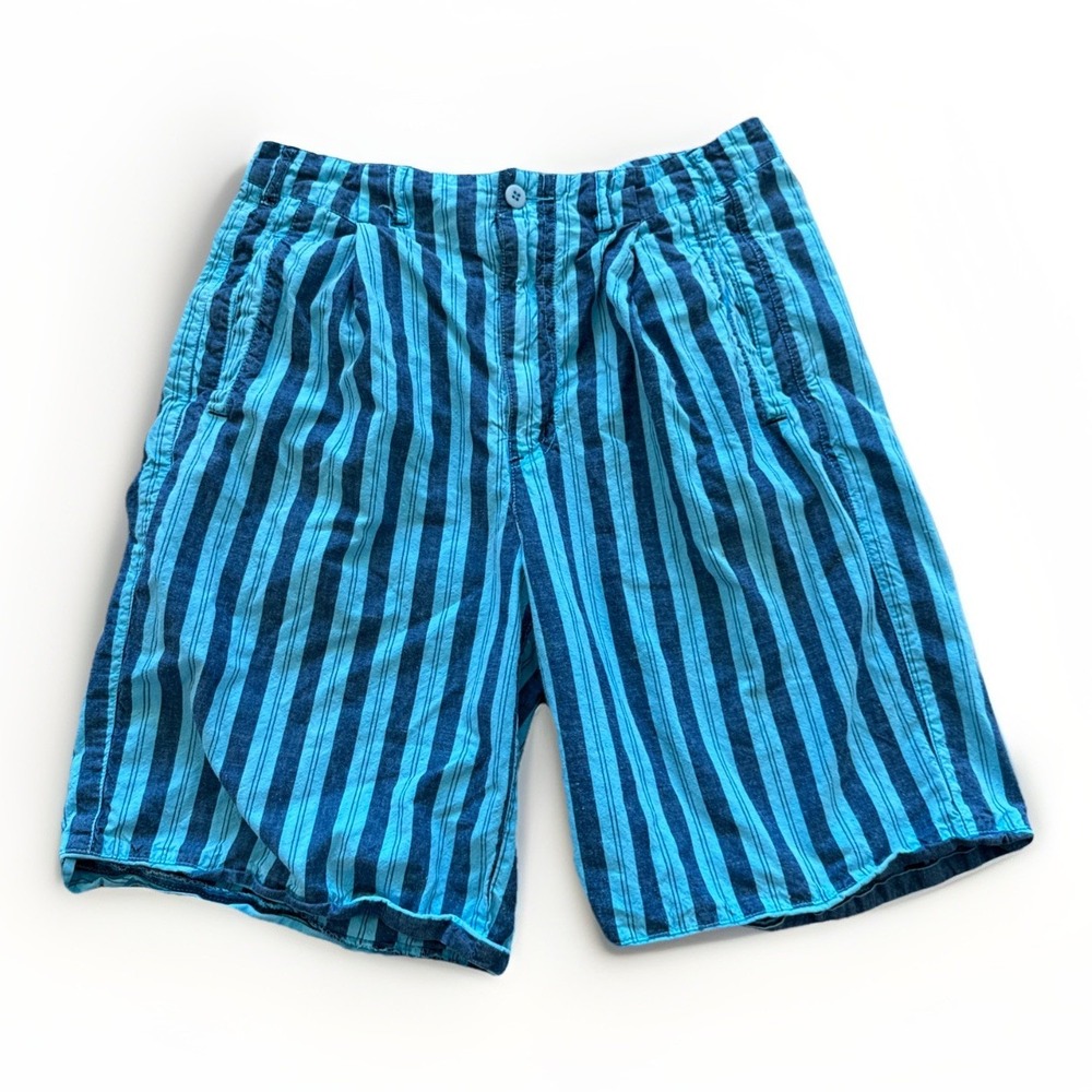 Men's Blue Striped Jean Shorts